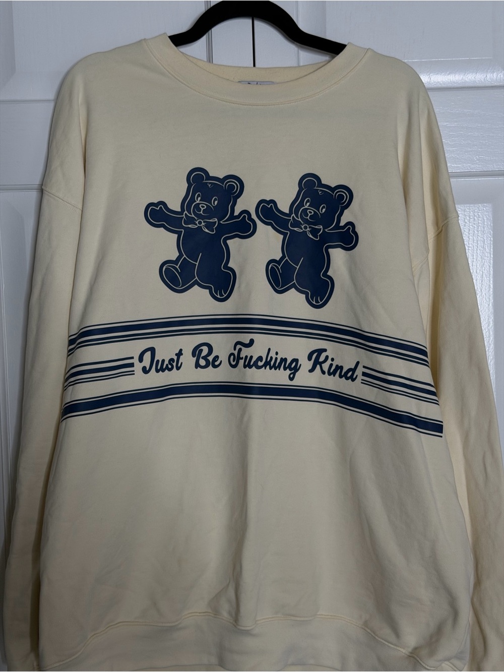 The Mayfair Group Just Be Fucking Kind Sweatshirt Cream & Blue